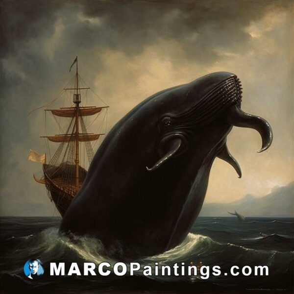 An image of a whale riding an antique ship
