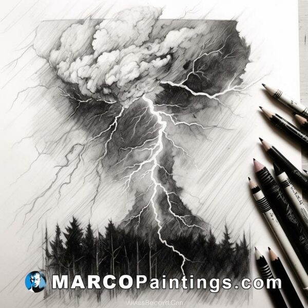 An incredible pencil sketch of a lightning bolt