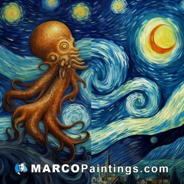 An octopus and a starry night