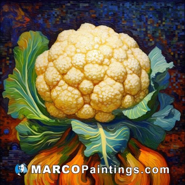 An oil painter uses art to show a cauliflower