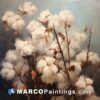 An oil painting of a bunch of white cotton