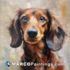 An oil painting of a dachshund dog