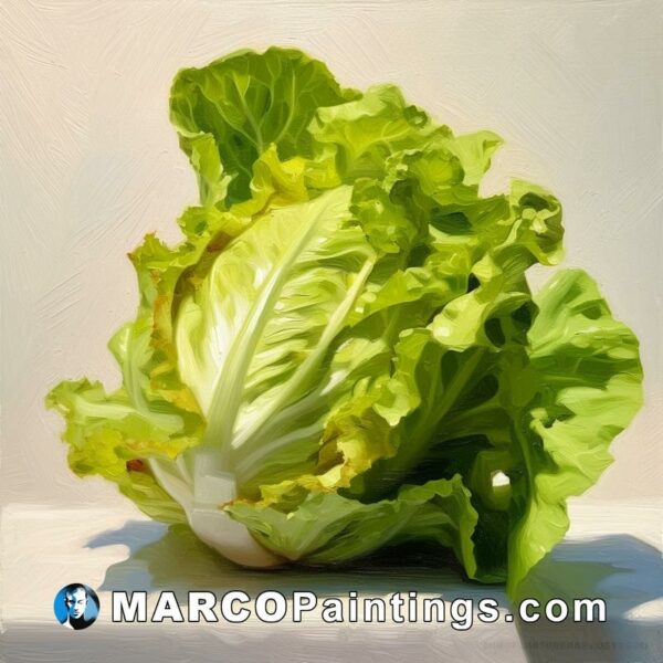 An oil painting of a lettuce