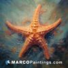 An oil painting of a starfish in the ocean