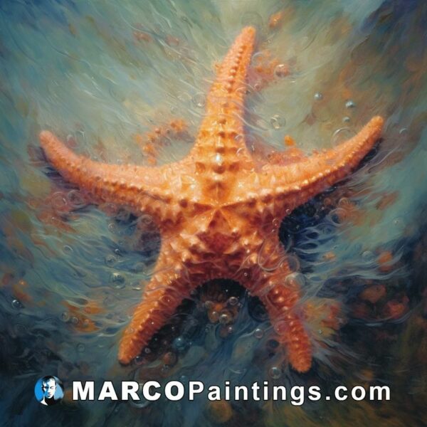 An oil painting of a starfish in the ocean