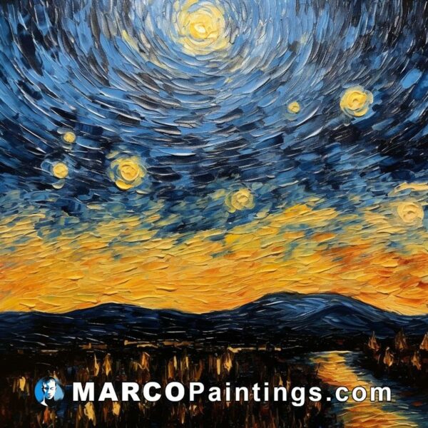 An oil painting of a starry night