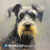 An oil painting of a very large schnauzer schnauzerdog