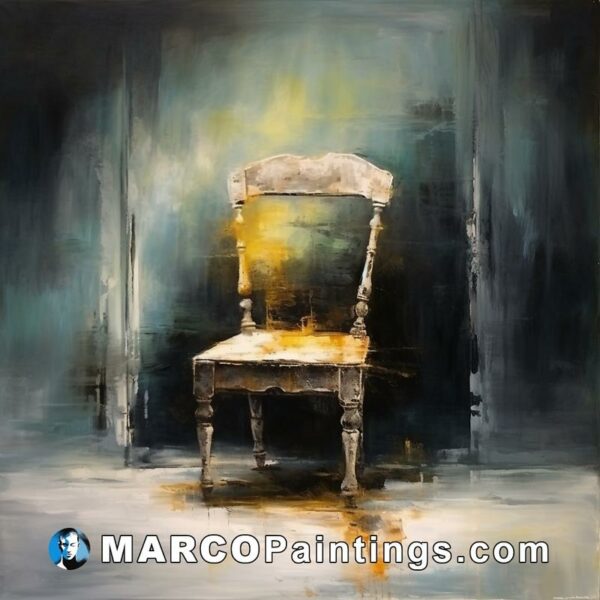 An oil painting of an empty chair