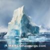 An oil painting of an iceberg in the sea