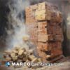 An oil painting of bricks and smoke