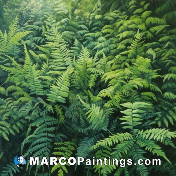 An oil painting of ferns and plants of various kinds