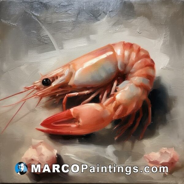An oil painting of shrimp