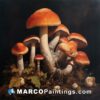 An oil paintings entitled 'flora' with mushrooms