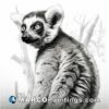 An old adobe pencil drawing of the lemur