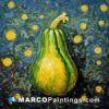 An original acrylic painting of a squash with stars