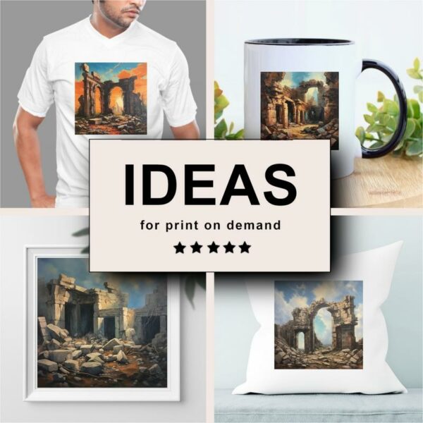 Ancient Ruins Oil Painting Merchandising
