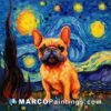 Animal painting french bulldog with starry night by artist james