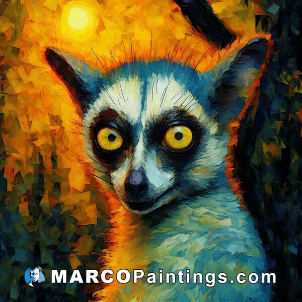 Animal painting lemur portrait iranian art art
