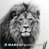 Art of a lion in pencil
