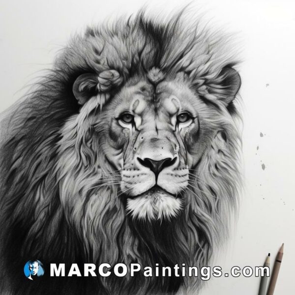Art of a lion in pencil