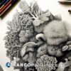 Art of coral drawings black & white