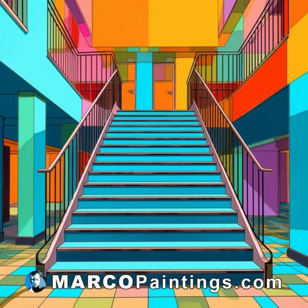 Art style image of colorful stairs