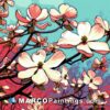 Artwork of a blooming dogwood tree