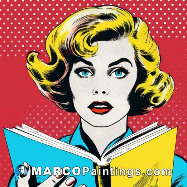 Attractive woman reading book pop art illustration