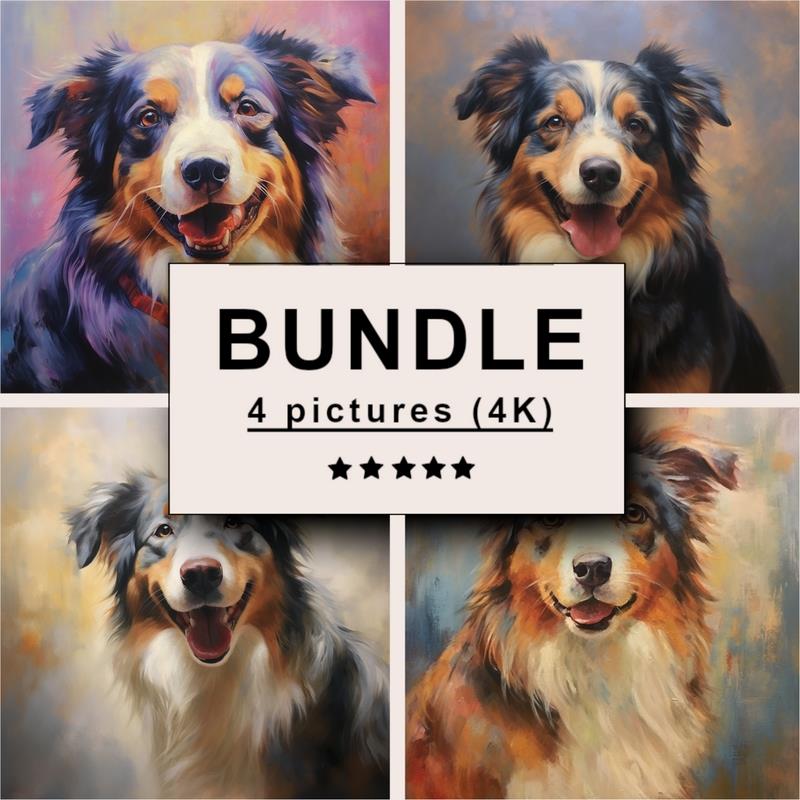 Australian Shepherd Painting Images (Dramatic Lighting) - 4K Pictures