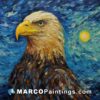 Bald eagle painting I believe in the moon