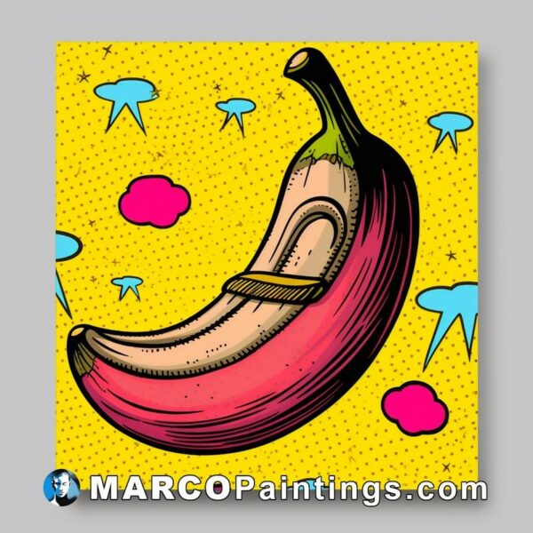 Banana pop art style hand drawn illustration vector