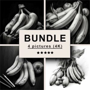 Bananas Black White Draw Sketch Bundle