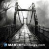 Beautiful black and white painting of a bridge