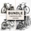 Bicycle Black White Draw Sketch Bundle