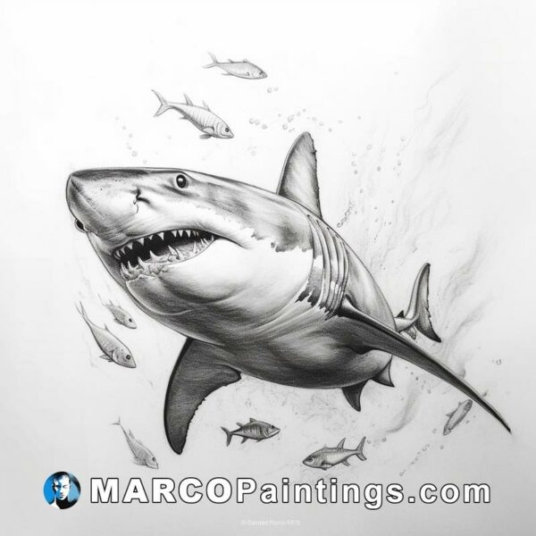 Big shark ink drawing 111269