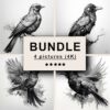 Bird Black White Draw Sketch Bundle