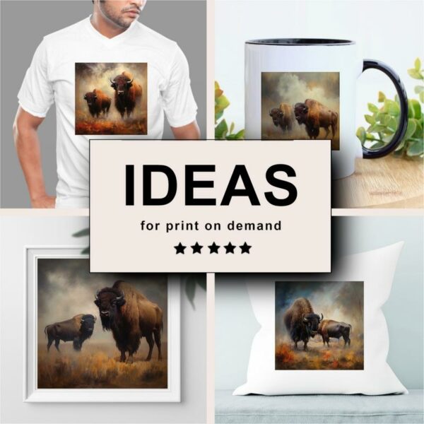 Bison and Buffalo Oil Painting Merchandising