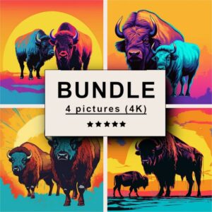 Bison and Buffalo Pop Art Bundle