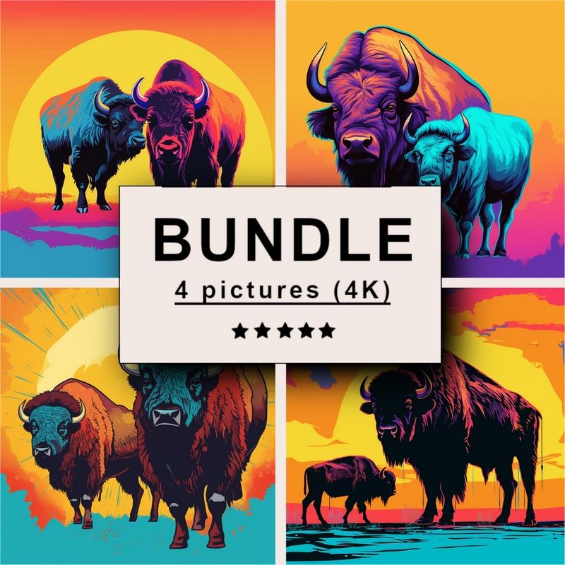 Bison and Buffalo Painting Images (Pop Art) - 4K Pictures