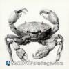 Black and white charcoal drawing of a crab in black and white