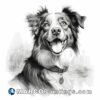Black and white drawing of a dog