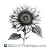 Black and white drawing of a sunflower