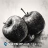 Black and white drawing of apples