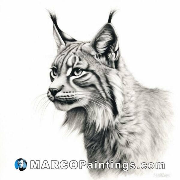 Black and white drawing of lynx