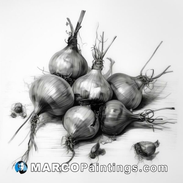 Black and white drawing of onion