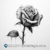 Black and white dripping rose