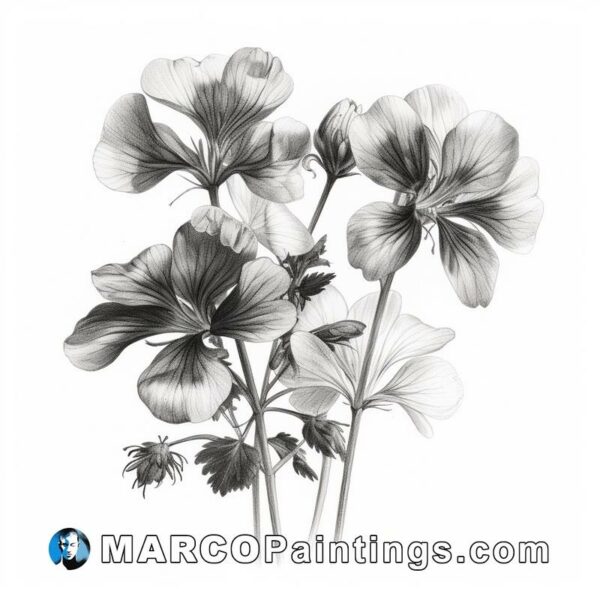 Black and white illustration of some flowers