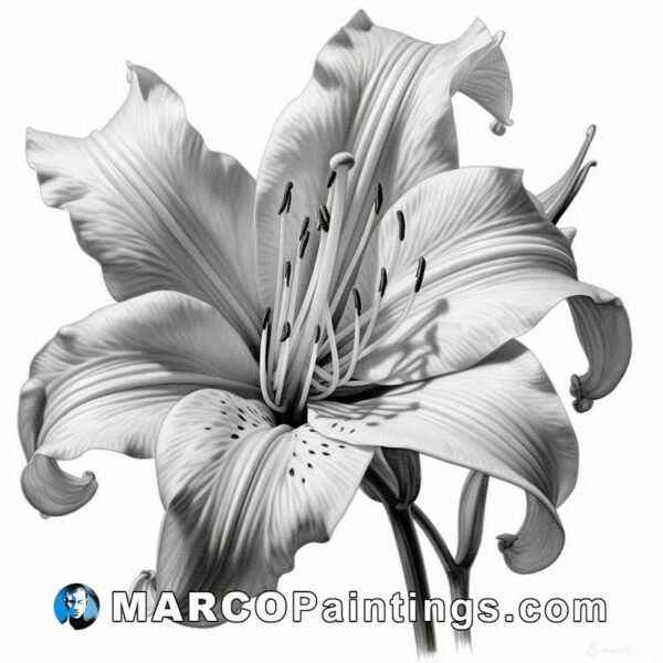 Black and white lily flower drawings