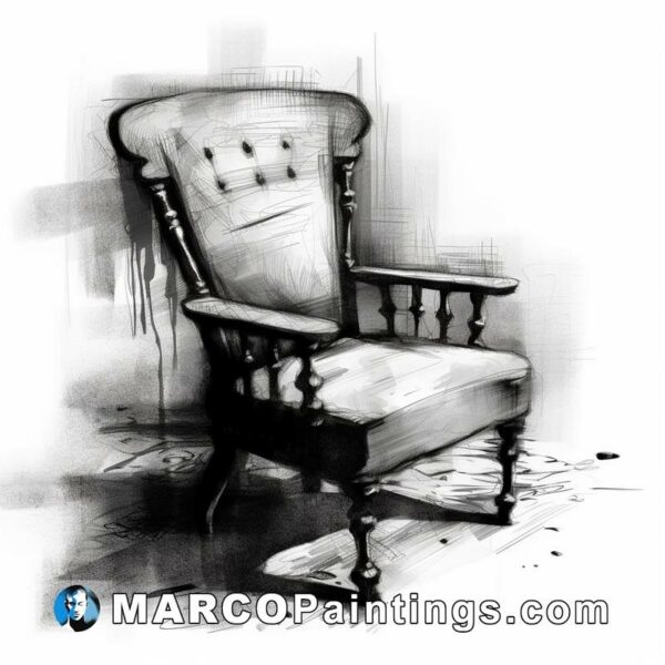 Black and white painting of a chair