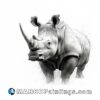Black and white rhino animal painting